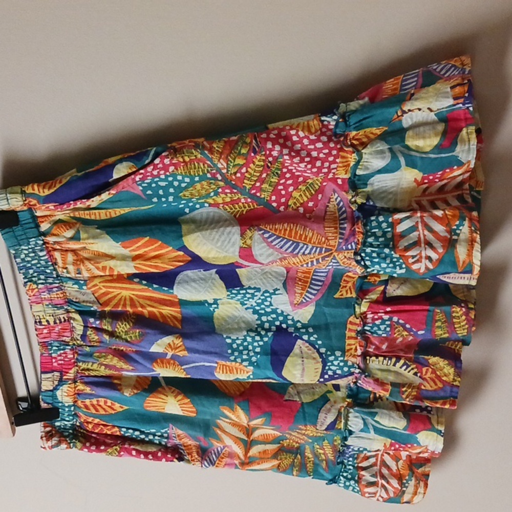 Cynthia Rowley Colorful Leaf Print Cotton Mini Skirt Size M - Picture 7 of 12